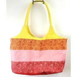 Vintage Walt Disney Parks Tote Mickey Orange Yellow Pink Canvas Bag